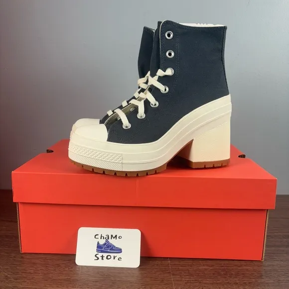Converse Chuck Taylor 70 De Luxe Heel High Top Shoes Black A09386C Woman Sz