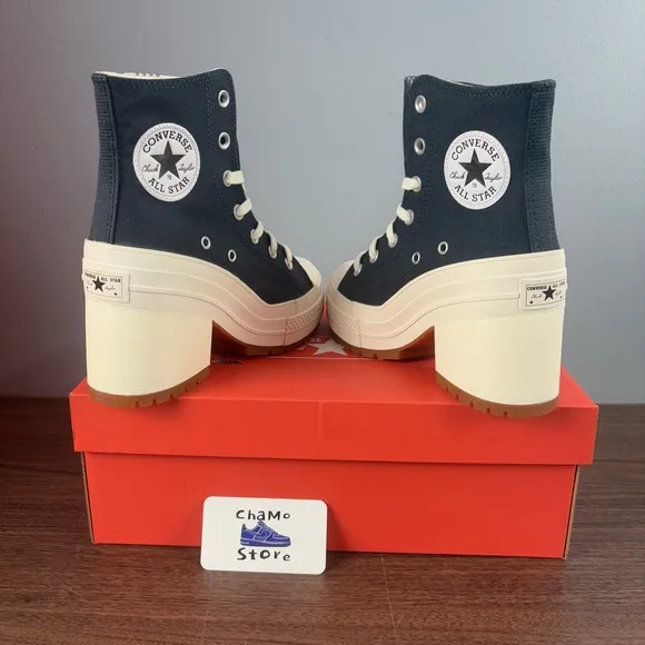 Converse Chuck Taylor 70 De Luxe Heel High Top Shoes Black A09386C Woman Sz