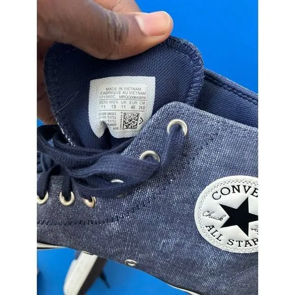 Converse Chuck Taylor All Star Hi Mens Size 11 Blue Denim High Top Shoes Sneaker