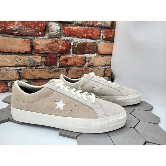 Converse Cons One Star Pro Suede Men Sz 12 Egret White Cream Brown Custom
