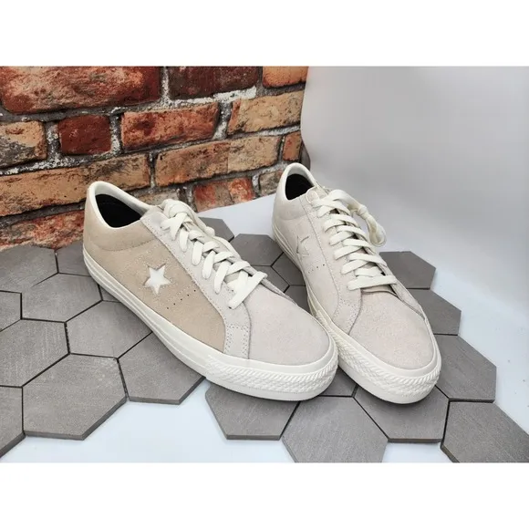 Converse Cons One Star Pro Suede Men Sz 12 Egret White Cream Brown Custom