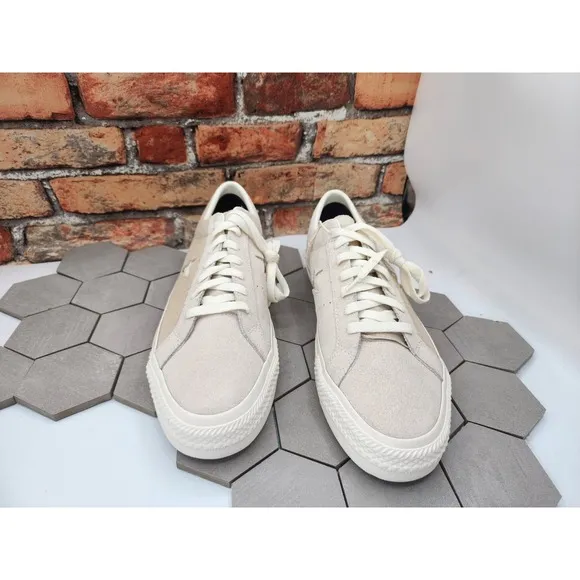 Converse Cons One Star Pro Suede Men Sz 12 Egret White Cream Brown Custom