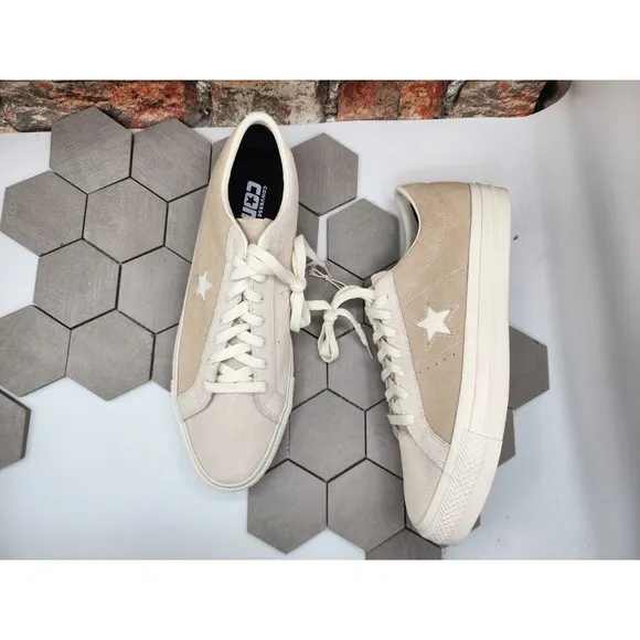 Converse Cons One Star Pro Suede Men Sz 12 Egret White Cream Brown Custom