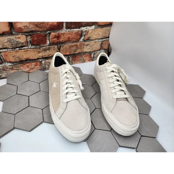 Converse Cons One Star Pro Suede Men Sz 12 Egret White Cream Brown Custom