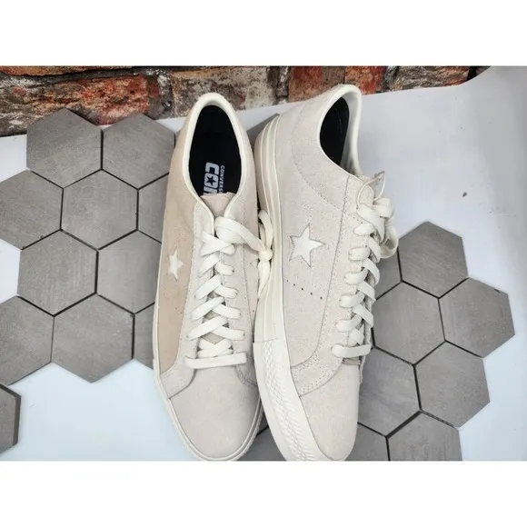 Converse Cons One Star Pro Suede Men Sz 12 Egret White Cream Brown Custom