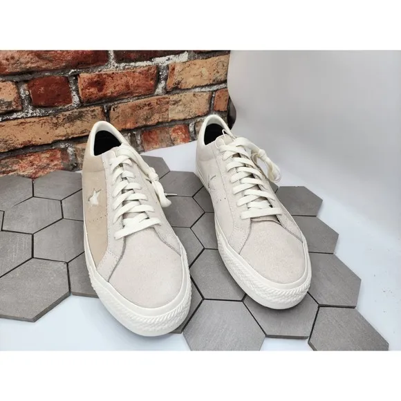 Converse Cons One Star Pro Suede Men Sz 12 Egret White Cream Brown Custom