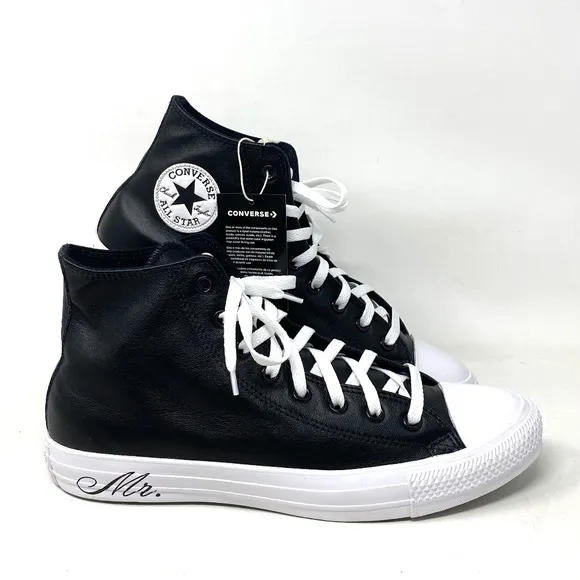 Converse Ctas High Top Wedding Black Leather Men’s Sneakers Custom A02247C-BLKWT