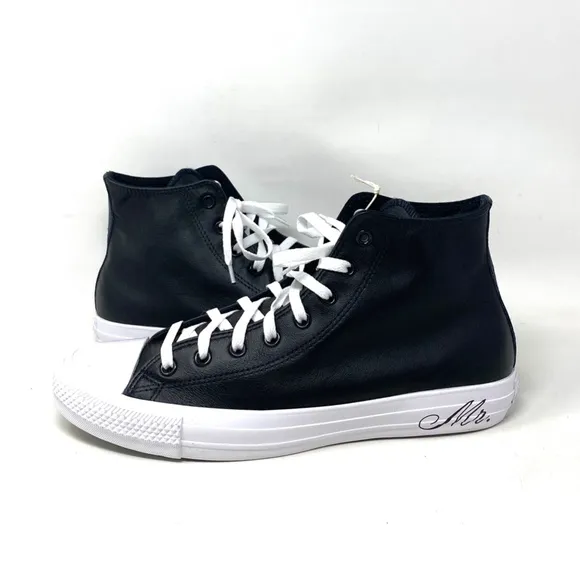 Converse Ctas High Top Wedding Black Leather Men’s Sneakers Custom A02247C-BLKWT
