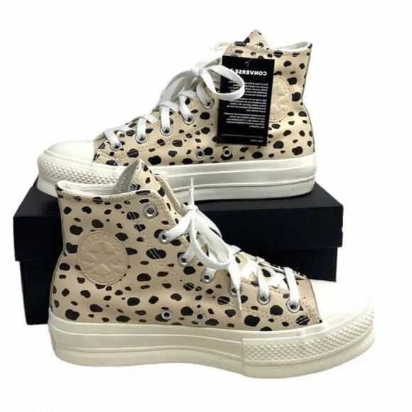 Converse Ctas Lift Platform Shoes High Leopard 568163C-WWLO Custom Women Leather