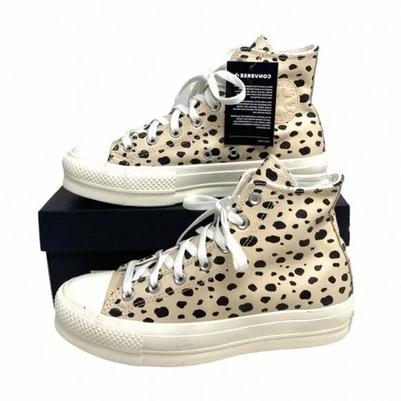 Converse Ctas Lift Platform Shoes High Leopard 568163C-WWLO Custom Women Leather