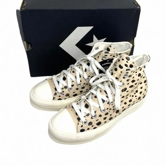 Converse Ctas Lift Platform Shoes High Leopard 568163C-WWLO Custom Women Leather