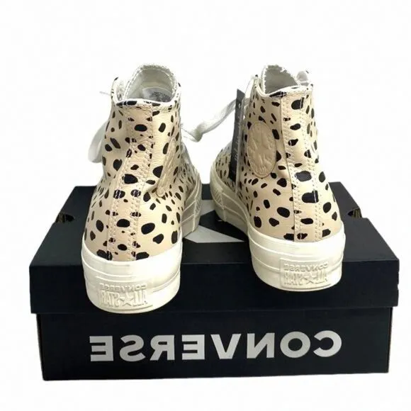 Converse Ctas Lift Platform Shoes High Leopard 568163C-WWLO Custom Women Leather