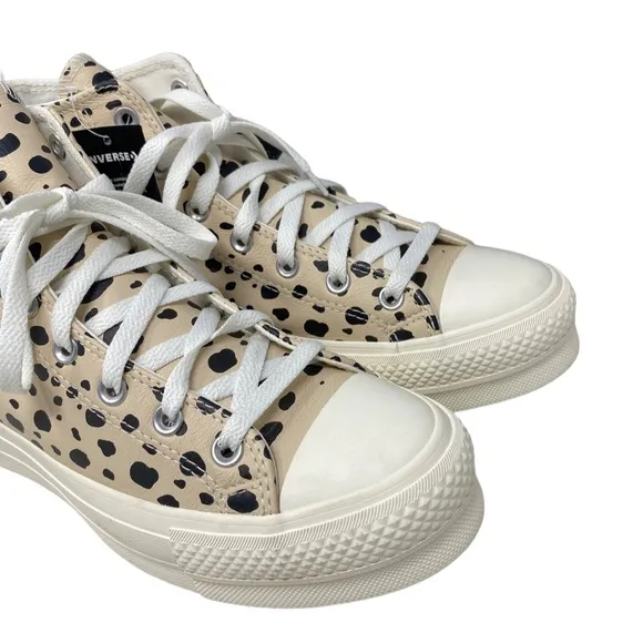Converse Ctas Lift Platform Shoes High Leopard Leather Women Custom 568163C-WWLO