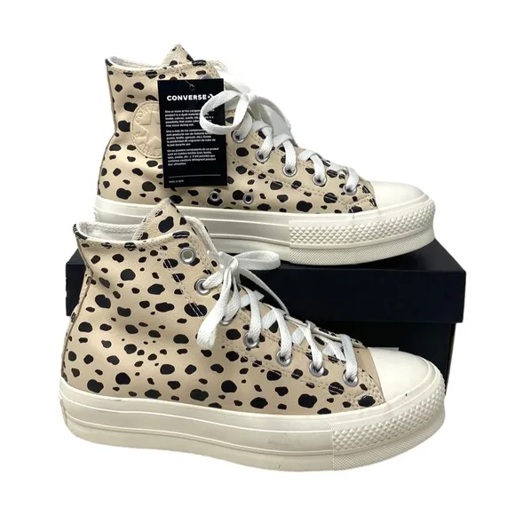 Converse Ctas Lift Platform Shoes High Leopard Leather Women Custom 568163C-WWLO