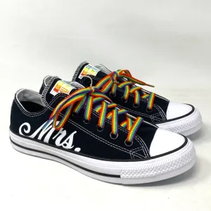 Converse Ctas Low Top Canvas Black Wedding Women's Sneakers Custom 171213C-BLWT