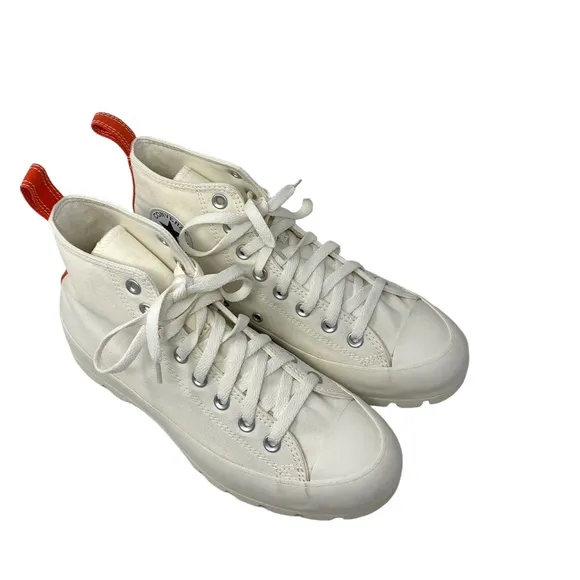 Converse Ctas Lugged Canvas Shoes High Women Size White Red Custom 572582C-WWRD