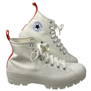 Converse Ctas Lugged Canvas Shoes High Women Size White Red Custom 572582C-WWRD