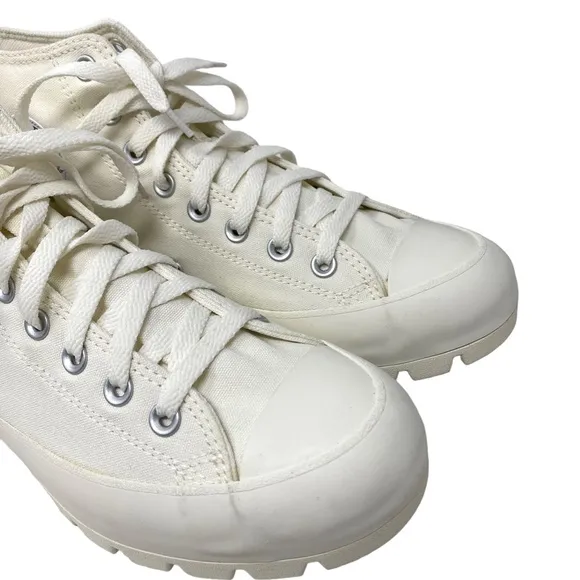 Converse Ctas Lugged Canvas Shoes High Women Size White Red Custom 572582C-WWRD