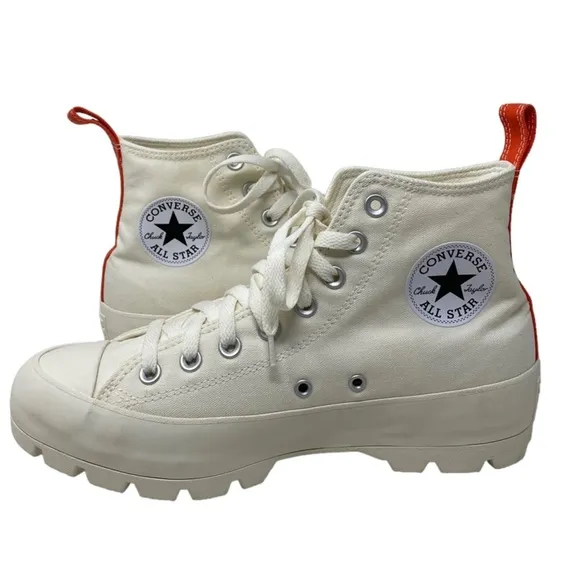 Converse Ctas Lugged Canvas Shoes High Women Size White Red Custom 572582C-WWRD