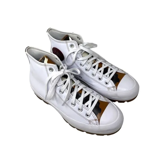 Converse Ctas Lugged Shoes Leather White Camo Brown Women's Custom 570637C-WTCM
