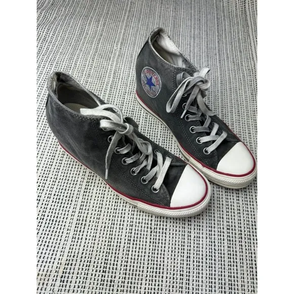 Converse CTAS Lux Mid Hidden Wedge Heel Distressed Grey 547193C Womens Size 9