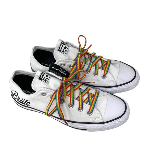 Converse Ctas OX Low Wedding White Canvas Women's Sneakers Custom 171213C- Multi