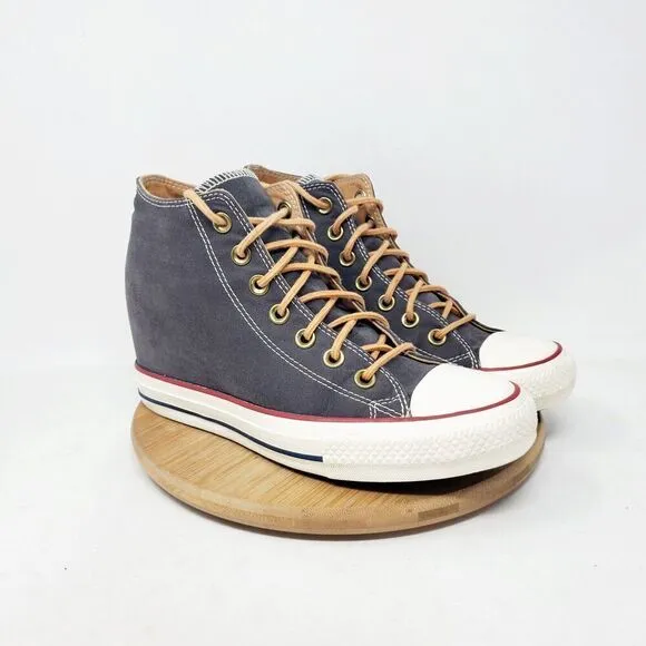 Converse Hidden Wedge Sneakers Womens 8.5 Shoes Blue Lux Brown Lace Up High Top