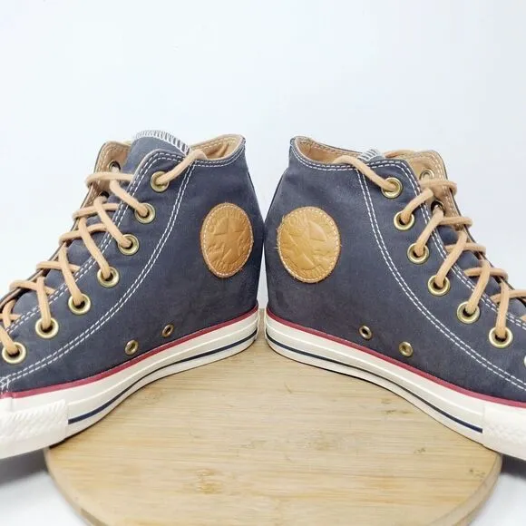 Converse Hidden Wedge Sneakers Womens 8.5 Shoes Blue Lux Brown Lace Up High Top
