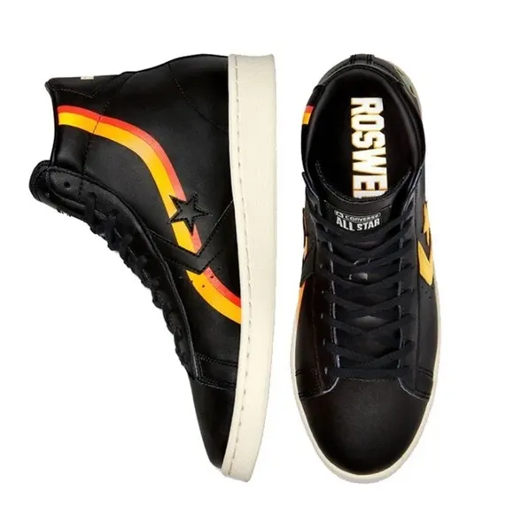 Converse Roswell Rayguns Pro Leather High Men's Sz 11 Shoes 171166C Black Yellow