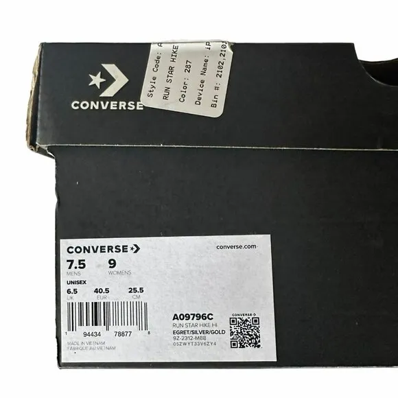 🤩Converse Run Star Hike Platform Chrome Sz 7.5 Men Shoes Beige Chunky A09796C
