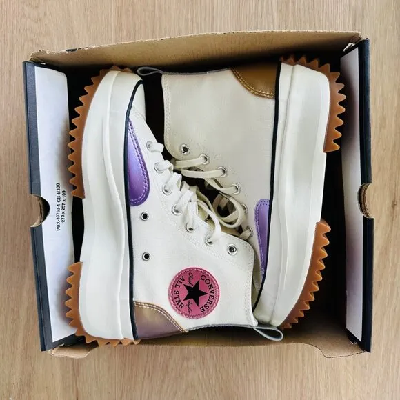🤩Converse Run Star Hike Platform Chrome Sz 7.5 Men Shoes Beige Chunky A09796C