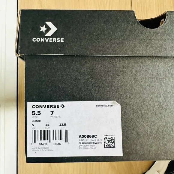 ⭐Converse Run Star Legacy CX Hi Sz 7 Women's Shoes Sneakers Black A00869C New