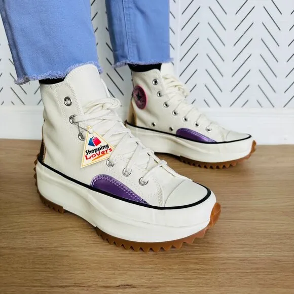 🤩Converse Sz 8 Womens Shoes Run Star Hike Platform Chrome Beige Chunky A09796C