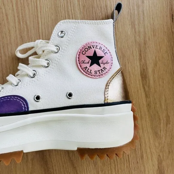 🤩Converse Sz 8 Womens Shoes Run Star Hike Platform Chrome Beige Chunky A09796C