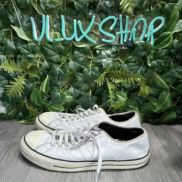 Converse Unisex Lucky Star Ox Vintage Style White Leather Casual Shoes Sz 11.5