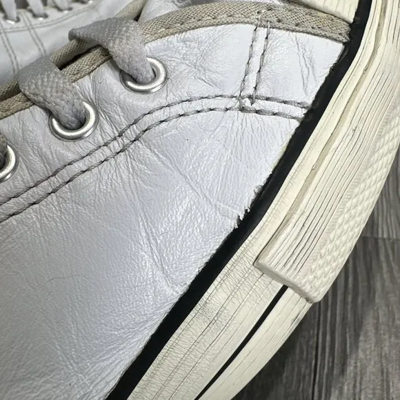 Converse Unisex Lucky Star Ox Vintage Style White Leather Casual Shoes Sz 11.5
