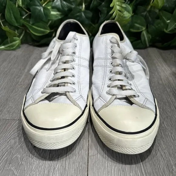 Converse Unisex Lucky Star Ox Vintage Style White Leather Casual Shoes Sz 11.5