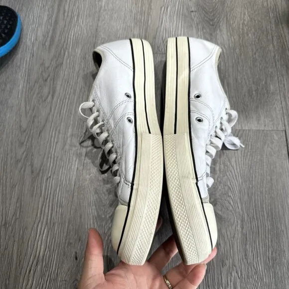 Converse Unisex Lucky Star Ox Vintage Style White Leather Casual Shoes Sz 11.5