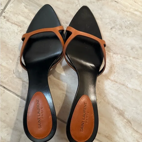 COPY - Saint Laurent Black and Tan Pointed-Toe Heels