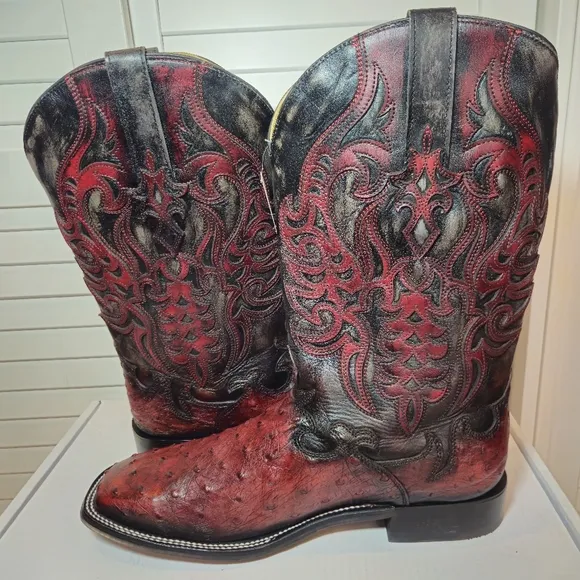 Corral Boots Ostrich Red Cherry Western Boots A4776 Men's Size 12 D