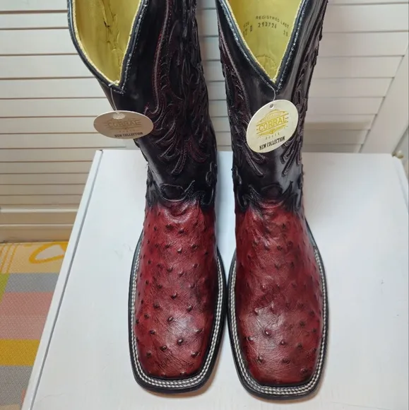 Corral Boots Ostrich Red Cherry Western Boots A4776 Men's Size 12 D