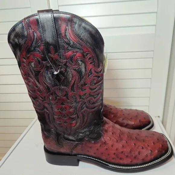 Corral Boots Ostrich Red Cherry Western Boots A4776 Men's Size 12 D