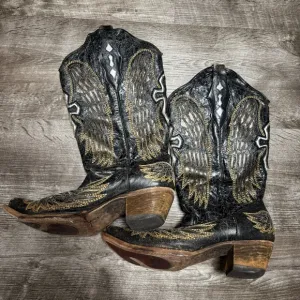 CORRAL WOMEN'S SEQUIN WING &amp; CROSS INLAY WESTERN BOOTS Size 9.5