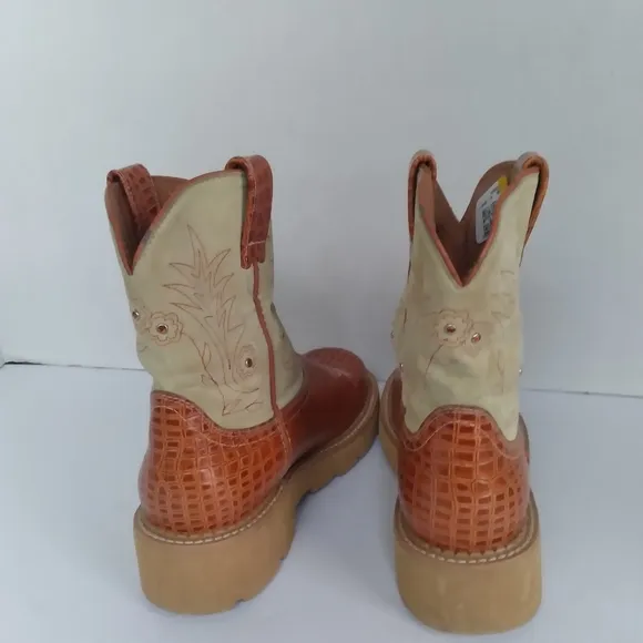 Cowboy Boots Western Style Faux‎ Alligator Embossed Leather Lug Sole