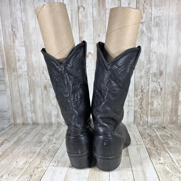 Cowboy Western Boots Leather Pull On Work‎ Riding Black Boots Size 10 EE