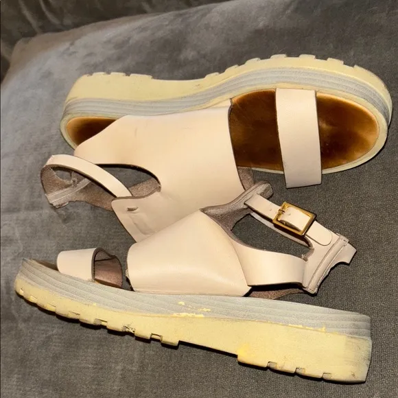 Cream Platform Mattie sling back wedge cream Sandals