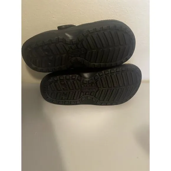 Crocs Bling Bedazzled Handmade Custom Hello Kitty Gem Black Faux Fur Women 10