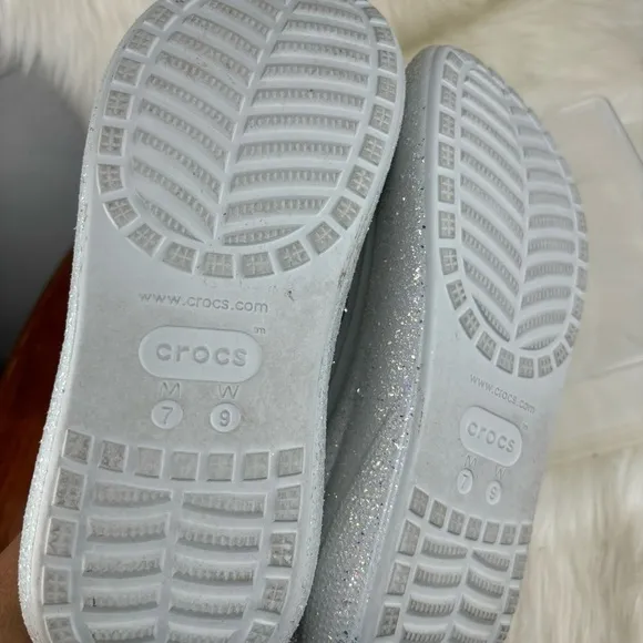 CROCS CLASSIC CRUSH GLITTER WEDGE SANDALS -SLIPON SHOES SIZE 9W-7M