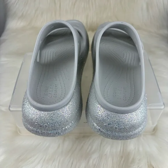 CROCS CLASSIC CRUSH GLITTER WEDGE SANDALS -SLIPON SHOES SIZE 9W-7M