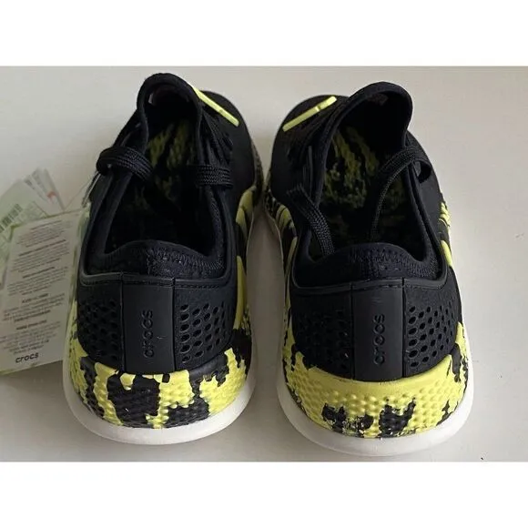 Crocs Men's Sz 9 LiteRide 360 Marbled Pacer Shoes 207633-02K Black Yellow NEW